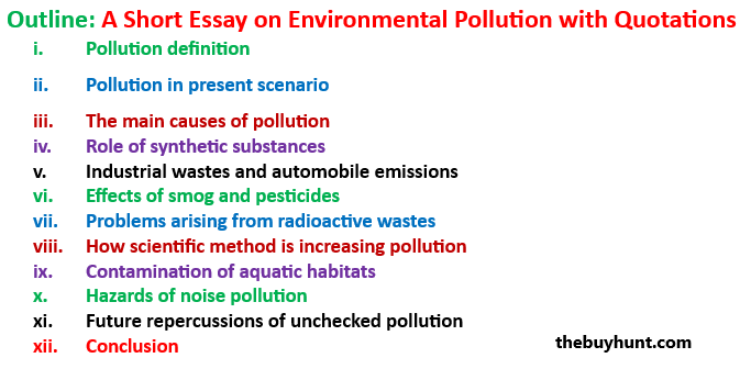  Outline: A Short Essay on Environmental Pollution with Quotations 