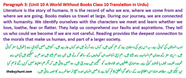  Paragraph 3 (Unit 10 A World Without Books class 10 Translation in Urdu)  