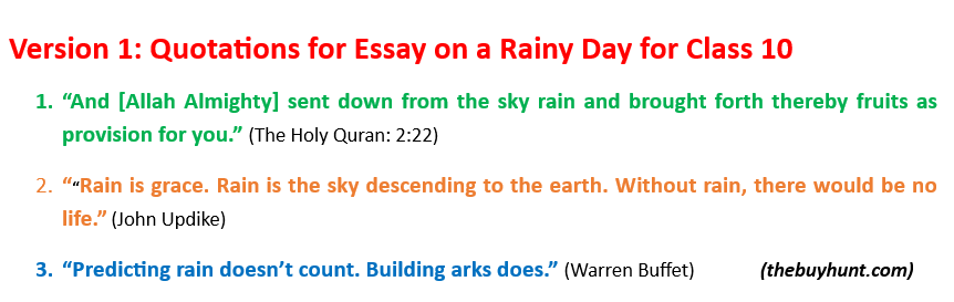 Quotations: Essay on the Monsoon for 10th class with quotations.