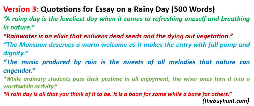 Version 3: Quotations for essay on a rainy day (500 words)