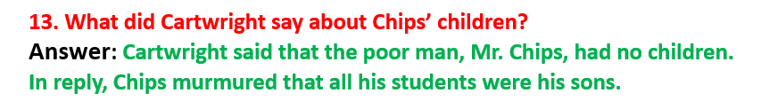 Goodbye Mr Chips Short Questions Answers