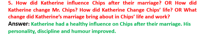 Q5: Good-bye Mr. Chips short answers to questions